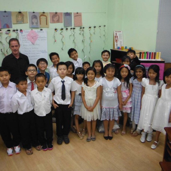 Jim's third grade class at International School Myanmar